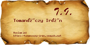 Tomanóczy Irén névjegykártya